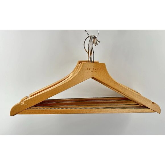 Ted Baker London Set Of 5 High Quality Clothes,Suit Wood Hanger In Light Brown - Picture 4 of 13